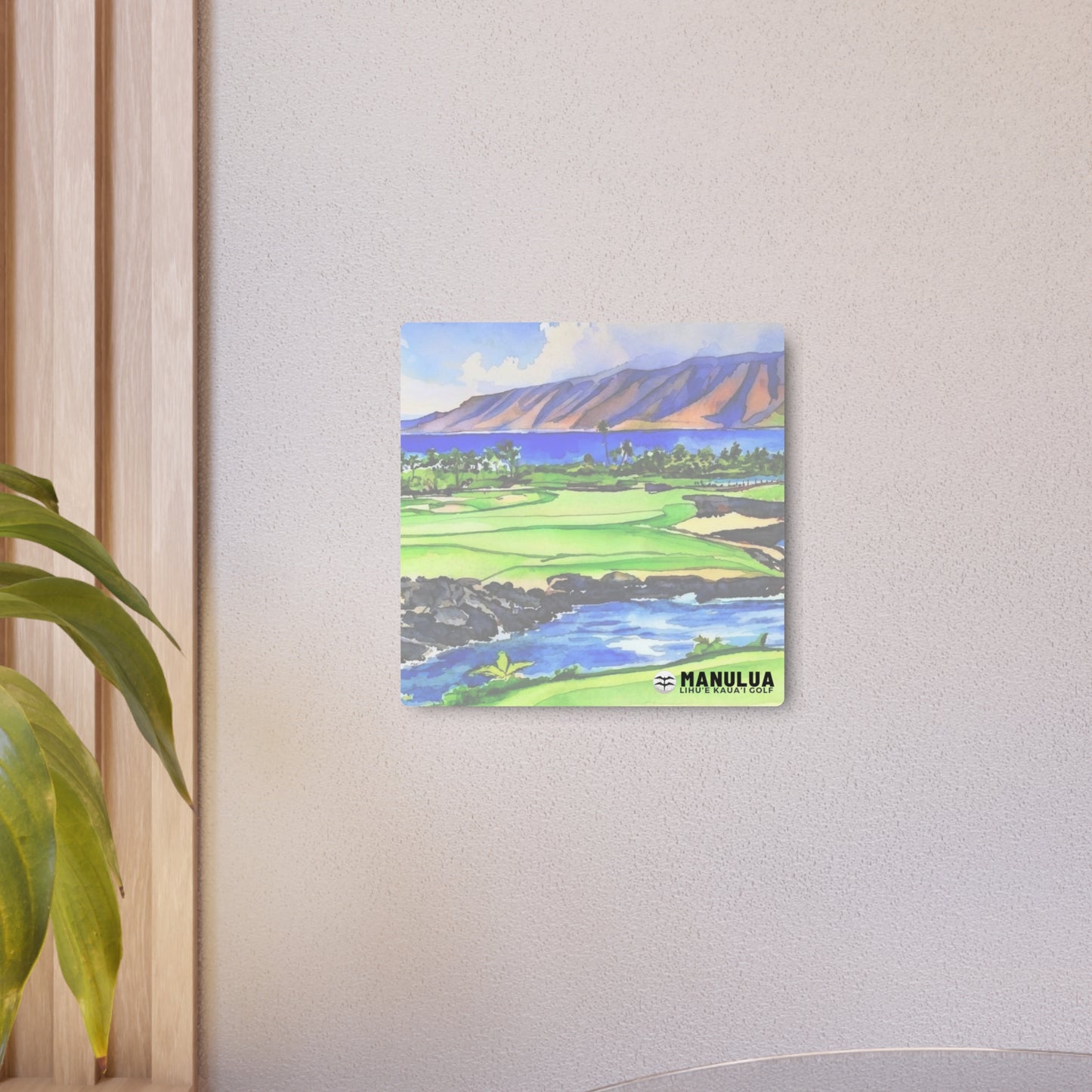 Lihue Golfing Watercolor Art on Metal