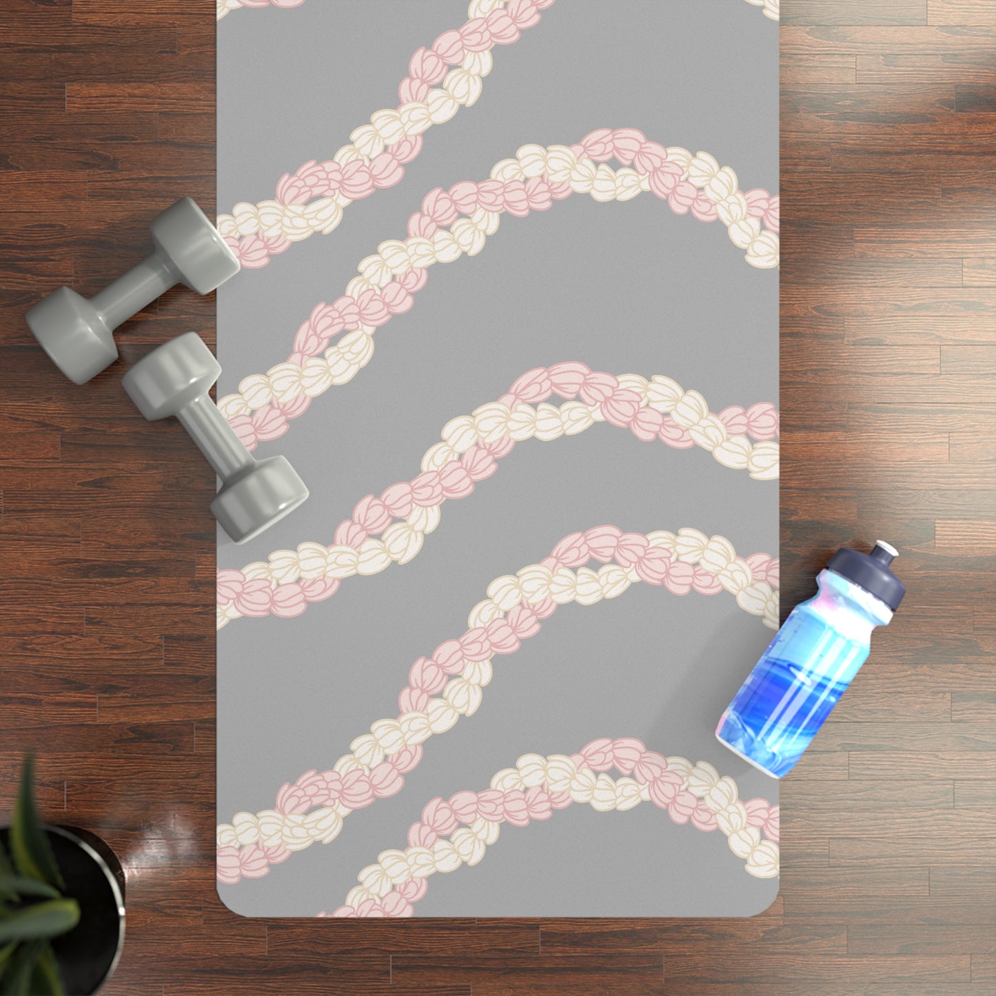 Pikake Lei Gray Rubber Yoga Mat